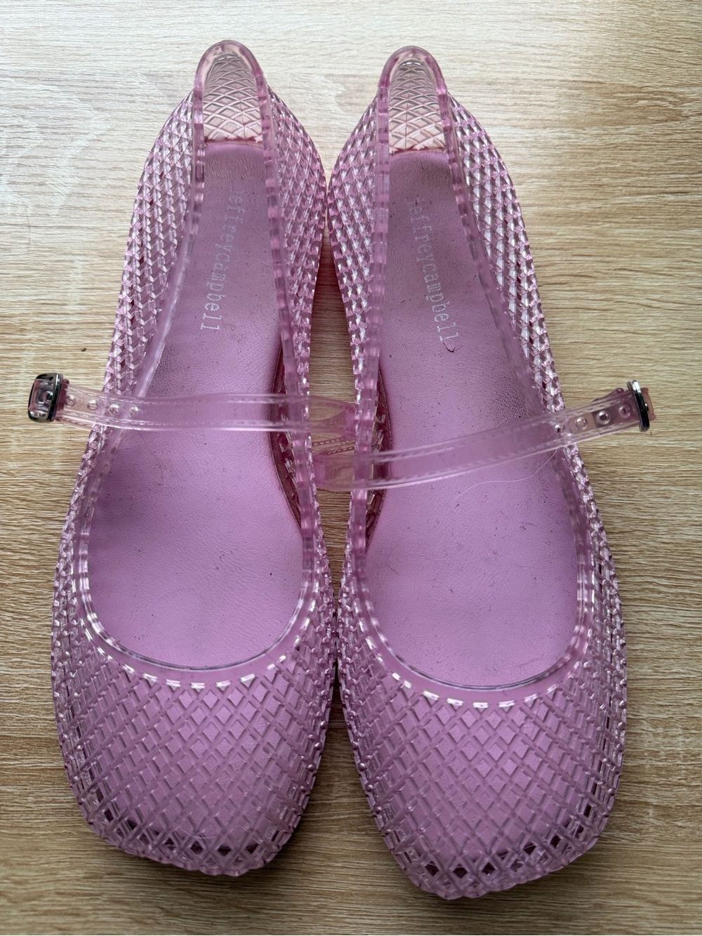 Jeffrey Campbell Pink Jelly Flats Mary Jane Ankle Strap Size 8 EU 38